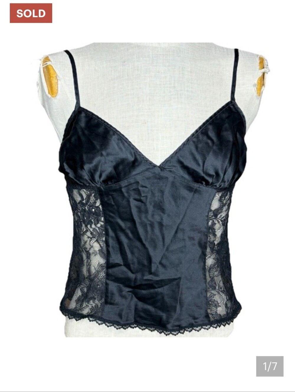 Vintage Victoria’s Secret Black Silk Lace Cami Top